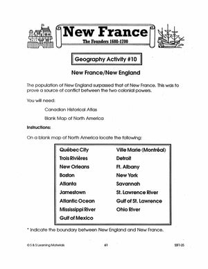 New France: The Founders 1608-1700: 10 Geography Activities Gr. 7-8