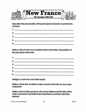 New France: The Founders 1608-1700: 10 Research Activities Gr. 7-8