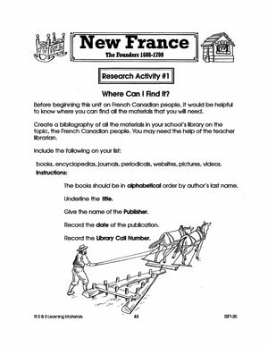 New France: The Founders 1608-1700: 10 Research Activities Gr. 7-8