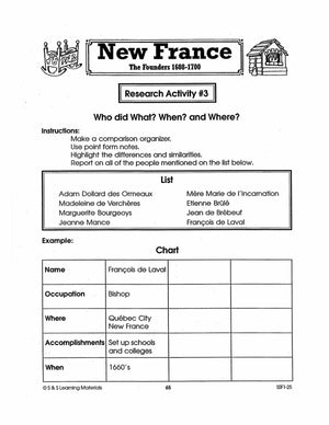 New France: The Founders 1608-1700: 10 Research Activities Gr. 7-8