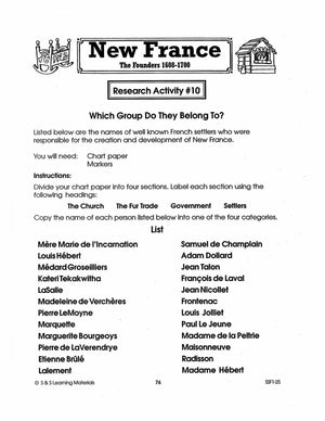 New France: The Founders 1608-1700: 10 Research Activities Gr. 7-8