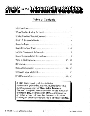 Steps in the Research Process Grades 5-8