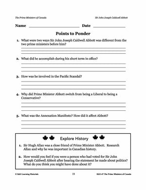 Sir John Joseph Caldwell Abbott Lesson Plan Gr. 4-8