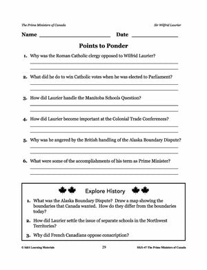 Sir Wilfrid Laurier Lesson Plan Gr. 4-8