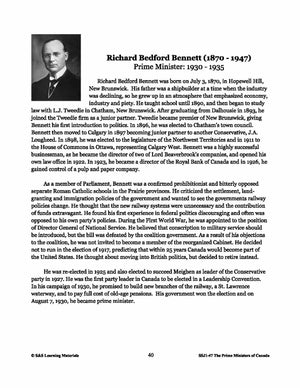 Richard Bedford Bennett Lesson Plan Gr. 4-8
