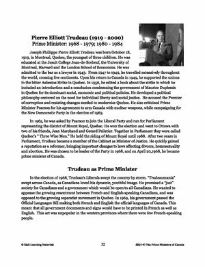 Pierre Elliott Trudeau Lesson Plan Gr. 4-8