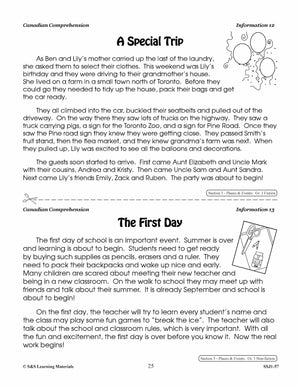 Canadian Places & Events & Traditions Cdn Reading Comp. Gr. 1-2