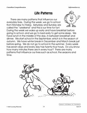 Canadian Life Patterns & Family History Cdn Reading Comp. Grades 1-2