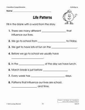 Canadian Life Patterns & Family History Cdn Reading Comp. Grades 1-2