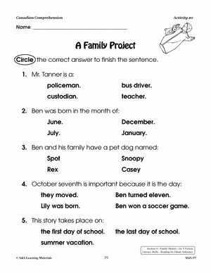 Canadian Life Patterns & Family History Cdn Reading Comp. Grades 1-2