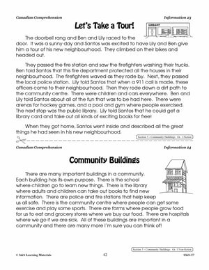 Canadian Community Buildings And Countries Cdn Reading Comp. Grades 1-2