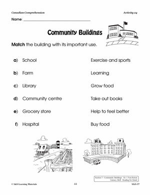 Canadian Community Buildings And Countries Cdn Reading Comp. Grades 1-2