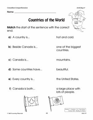 Canadian Community Buildings And Countries Cdn Reading Comp. Grades 1-2