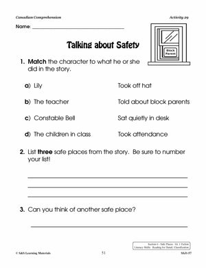 Canadian Safe Places; Location & Climate Cdn Reading Comp. Grades 1-2