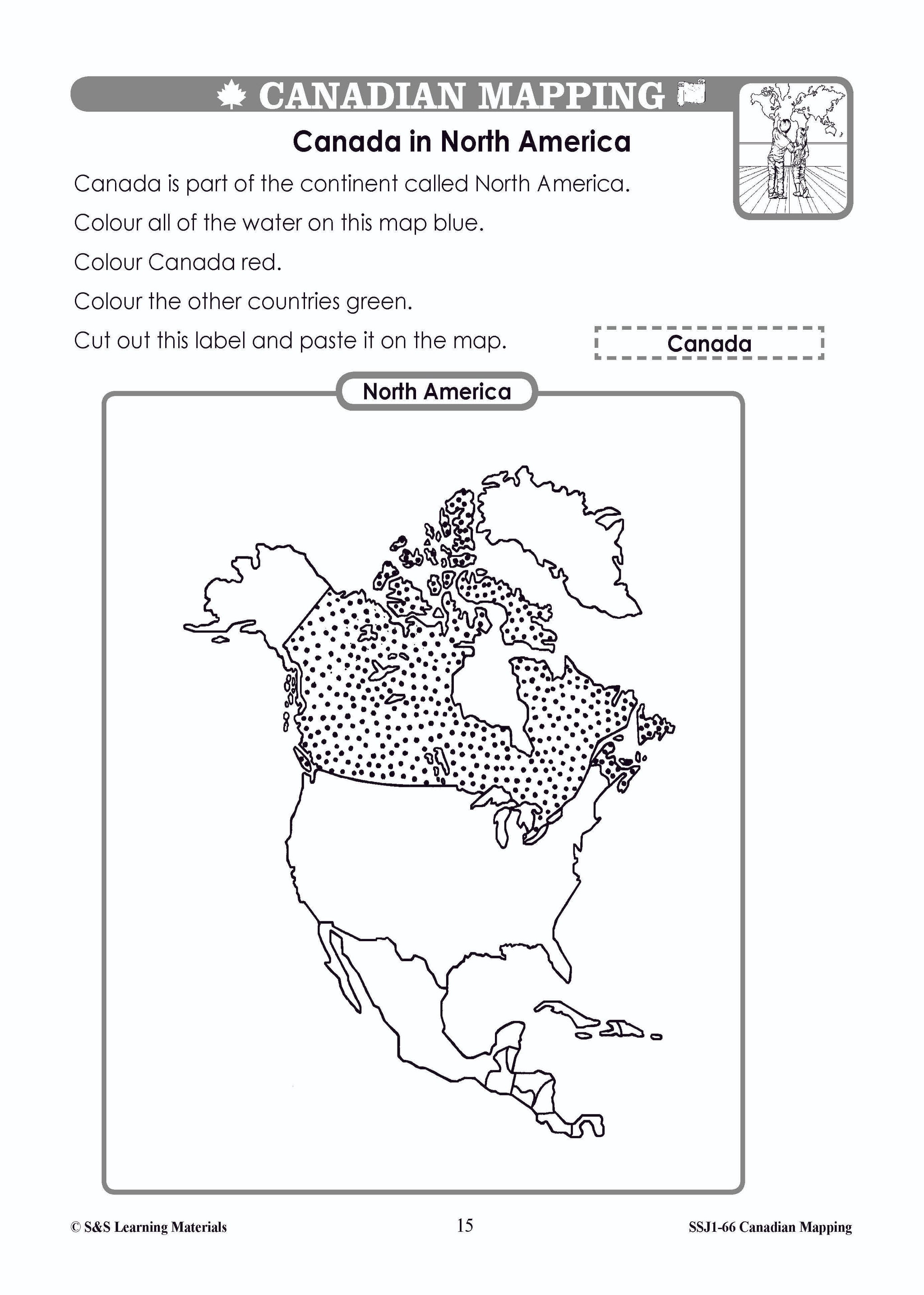Canada's Shape & Location Mapping Worksheets Grades 1-2