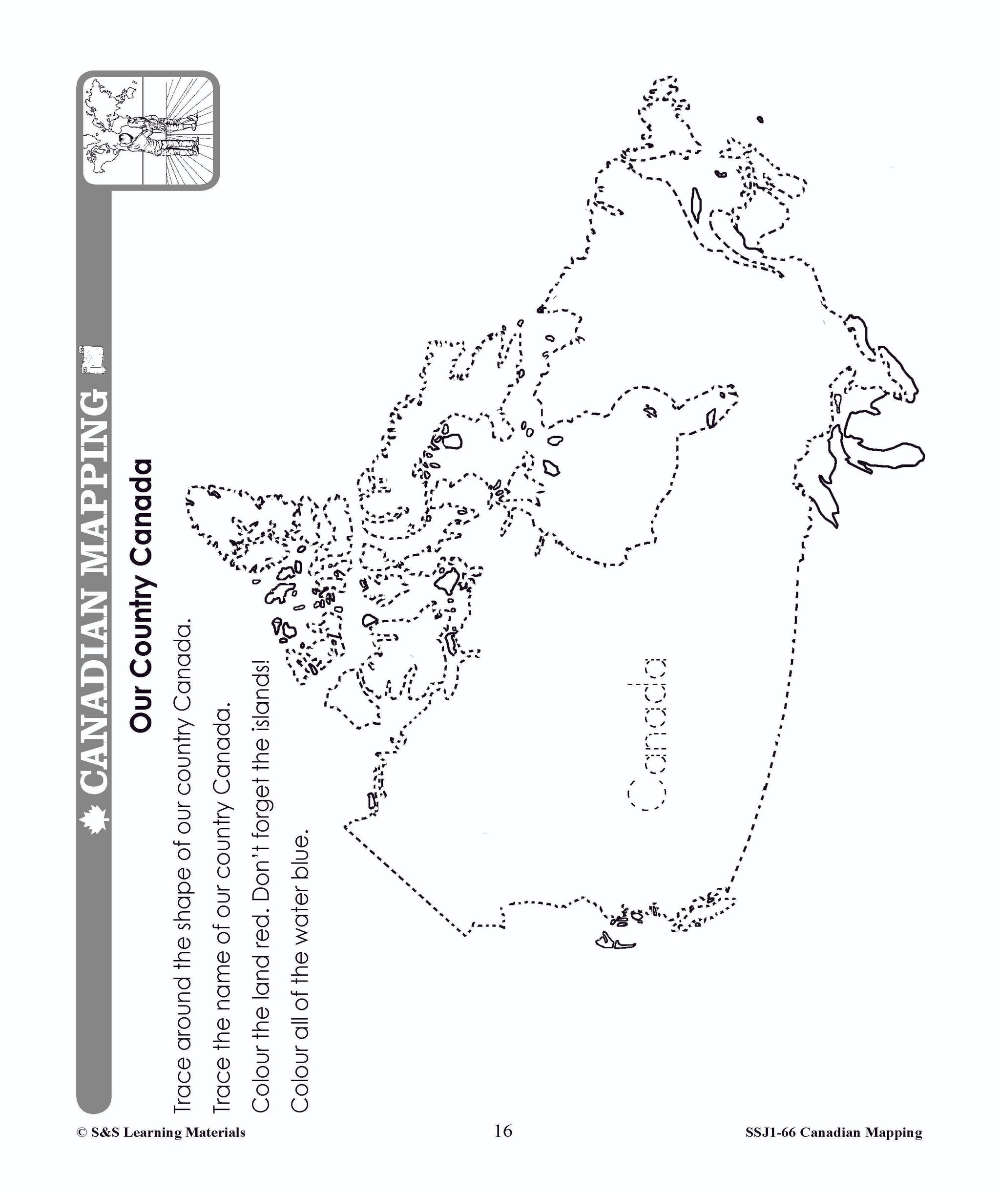 Canada's Shape & Location Mapping Worksheets Grades 1-2