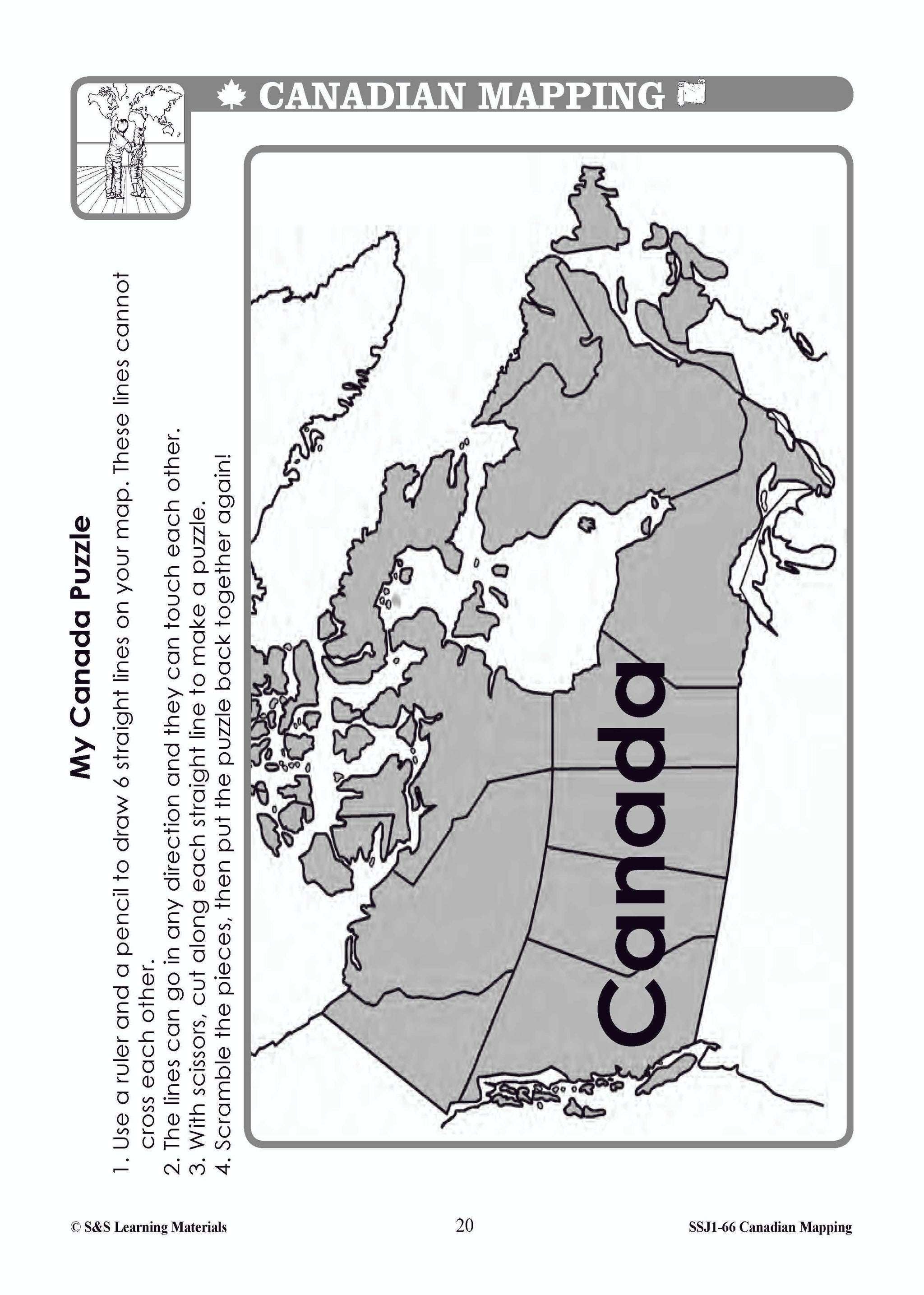 Canada's Shape & Location Mapping Worksheets Grades 1-2
