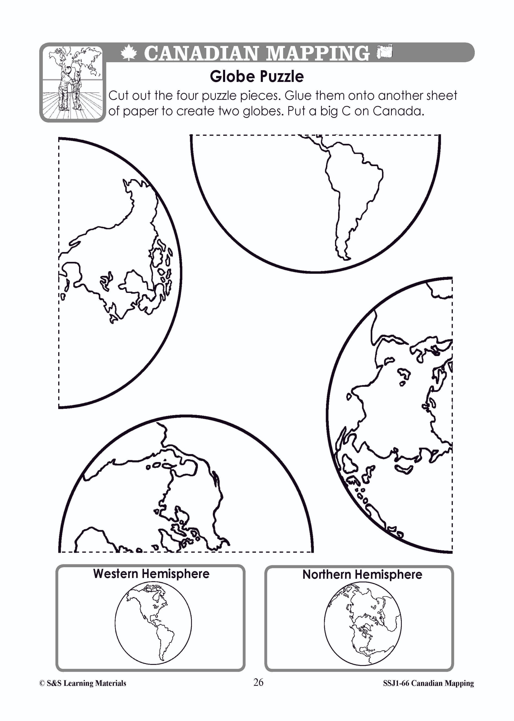 Canada's Shape & Location Mapping Worksheets Grades 1-2