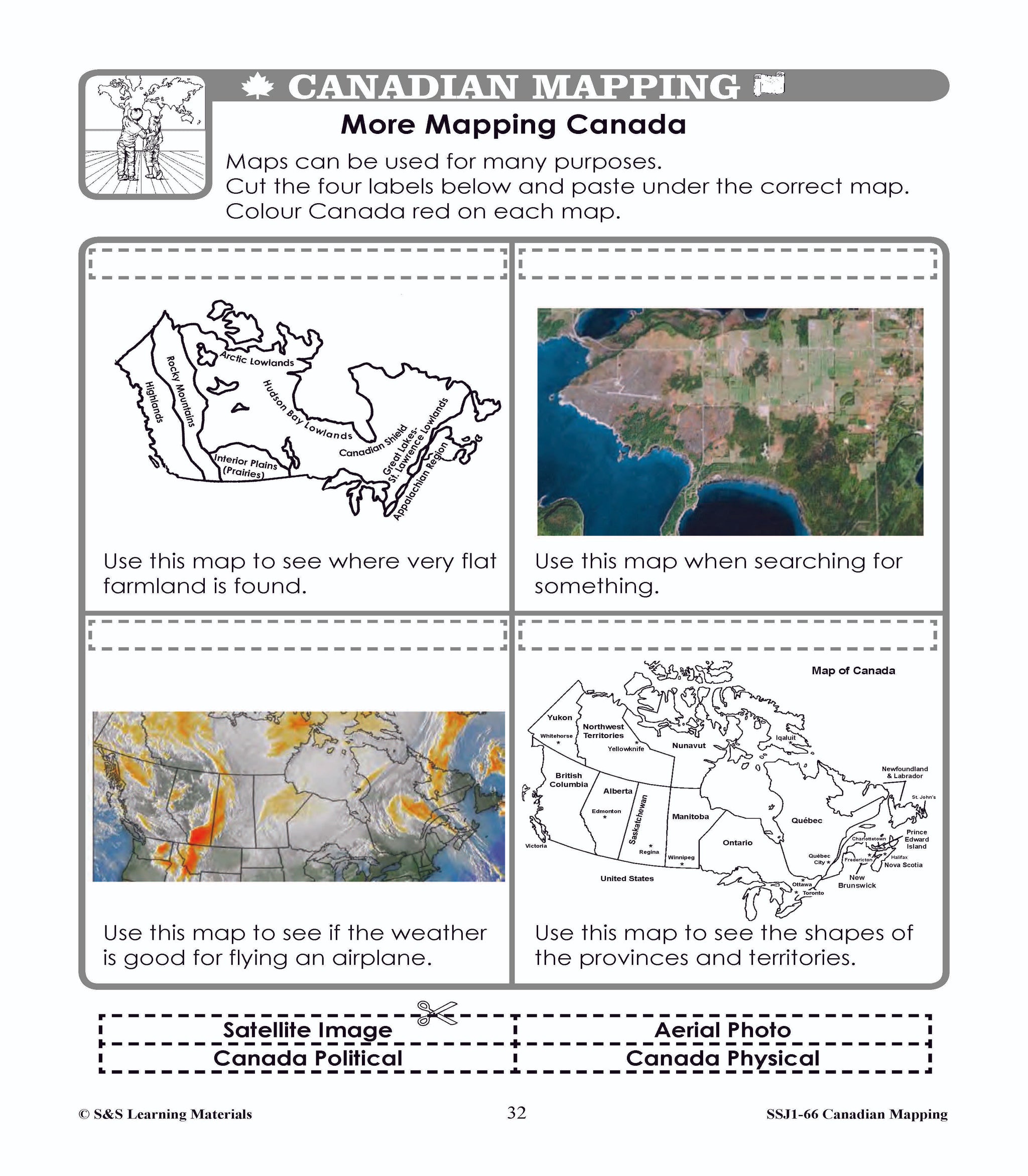 Canada's Shape & Location Mapping Worksheets Grades 1-2