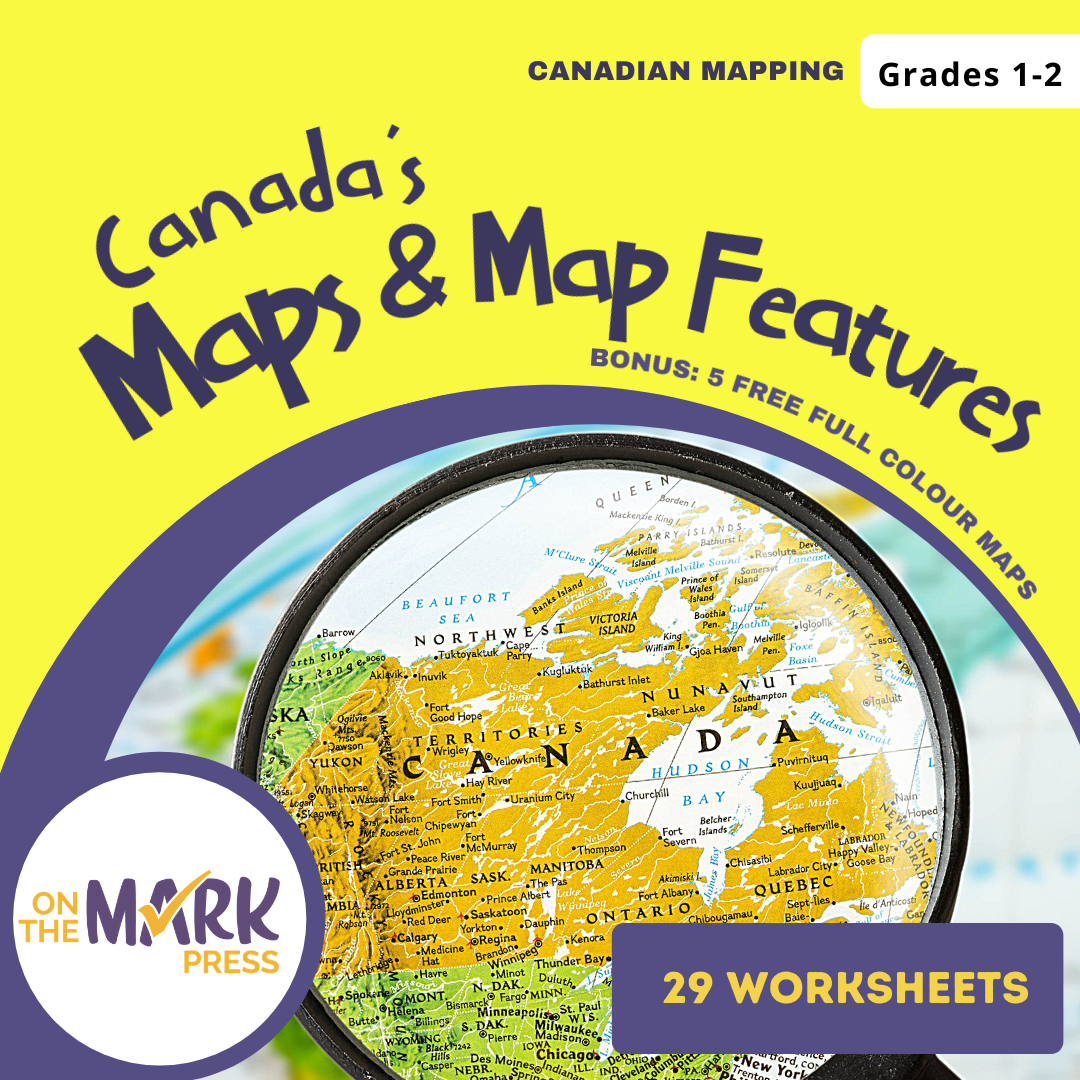 Canada Maps & Map Features Worksheets Grades 1-2