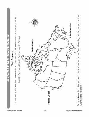 Major Landforms & Bodies of Water in Canada Mapping Worksheets Grades 2-3