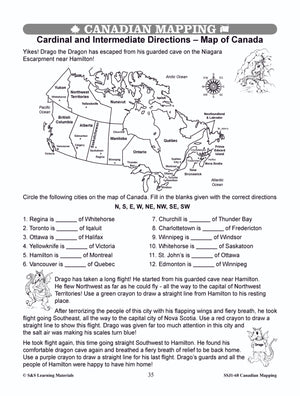Locating Canada & Mapping Skills Worksheets Grades 4-5
