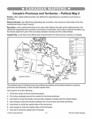 Canada's Provinces & Territories Worksheets Grades 5-6