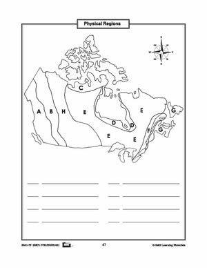 Physical Regions of Canada Mapping Activity Grades 1-3