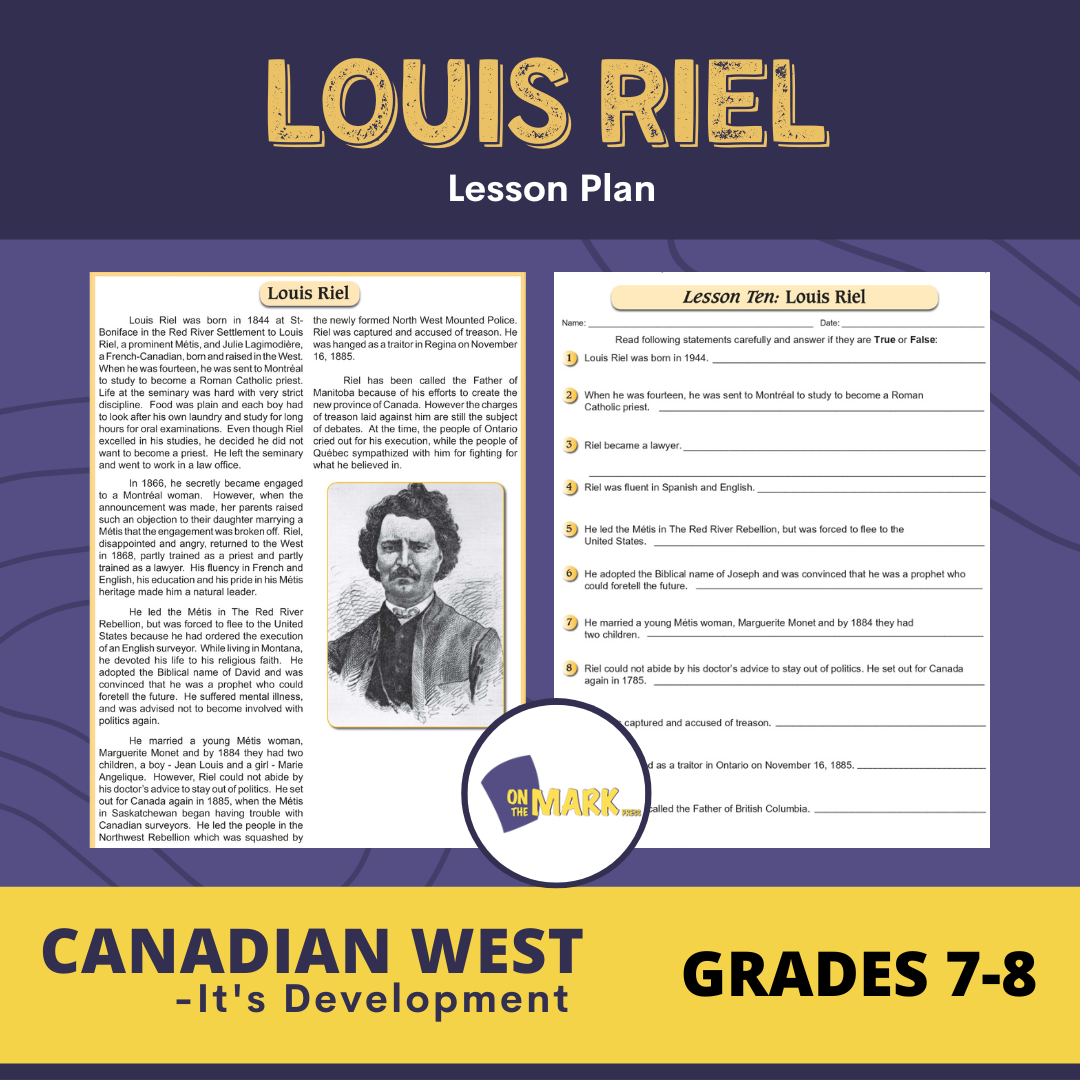 Louis Riel Lesson Plan Grades 7-8