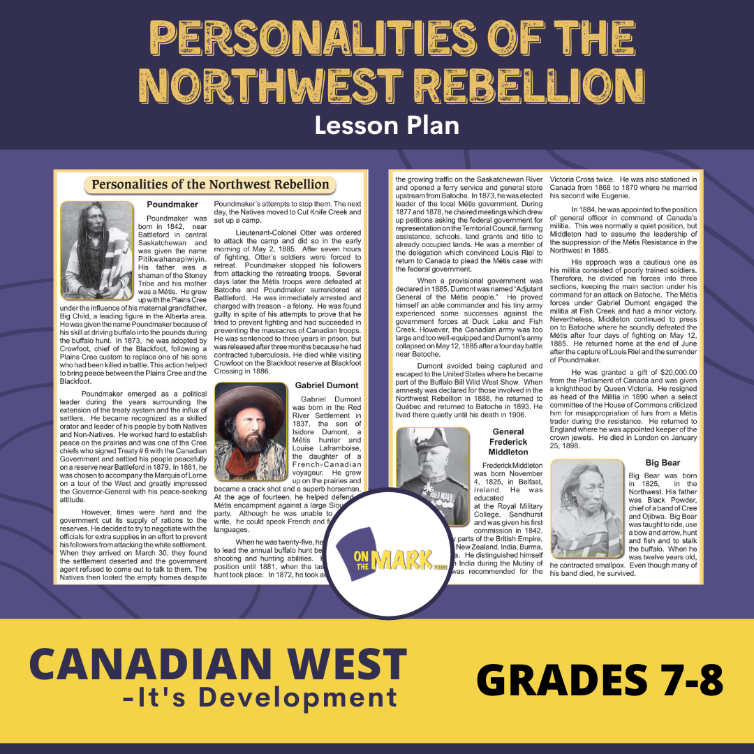 Personalities of the Northwest Rebellion Lesson Grades 7-8