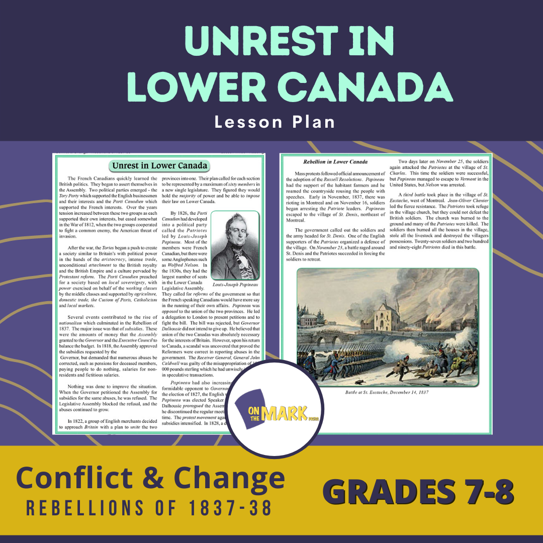 Unrest In Lower Canada In 1837 Gr. 7-8