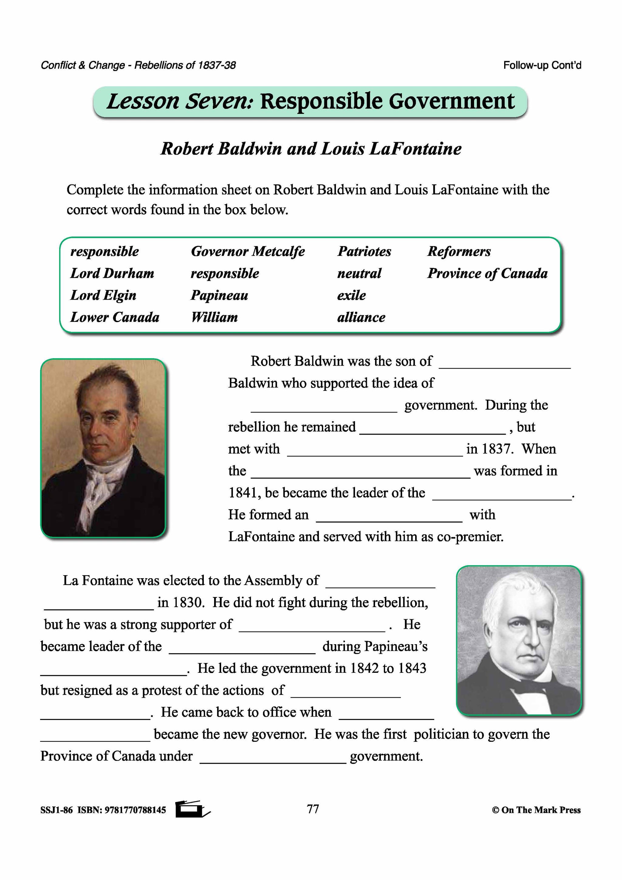 Responsible Government 1837-1838 Gr. 7-8