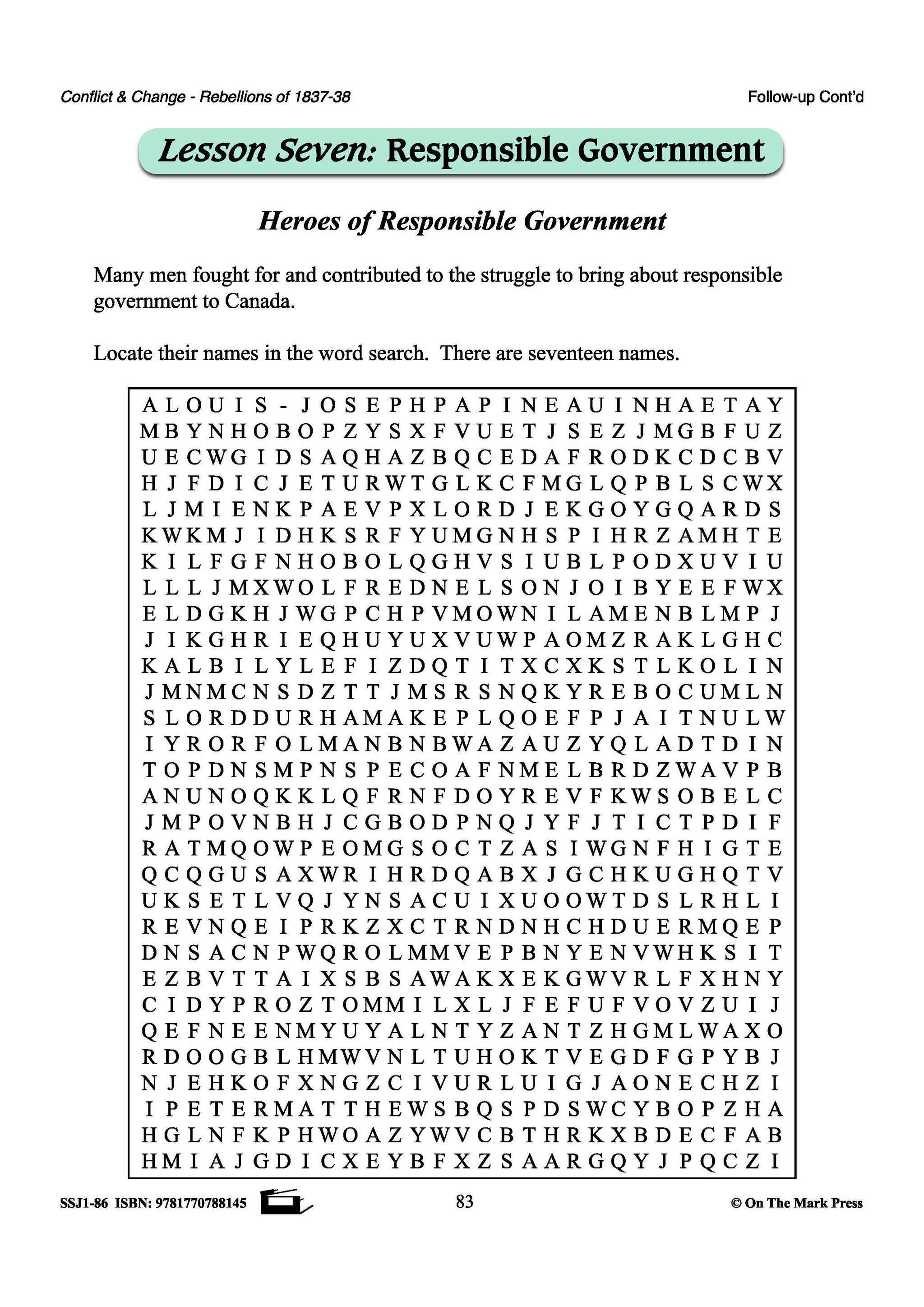 Responsible Government 1837-1838 Gr. 7-8