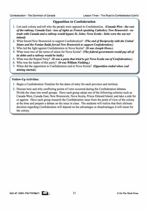 The Road to Confederation Lesson Grades 7-8