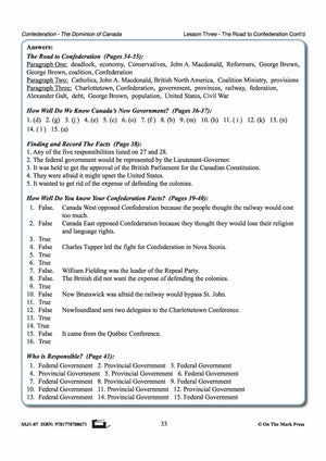 The Road to Confederation Lesson Grades 7-8