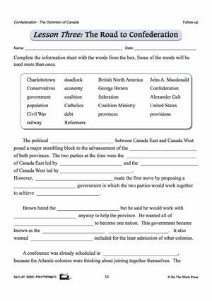 The Road to Confederation Lesson Grades 7-8