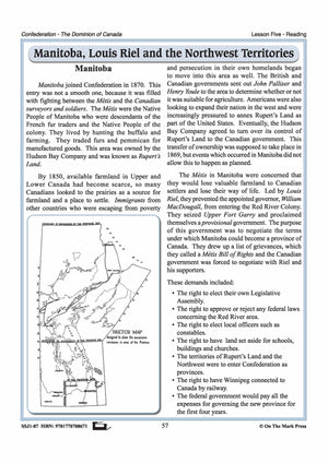 Manitoba, Louis Riel and the Northwest Territories Lesson Grades 7-8