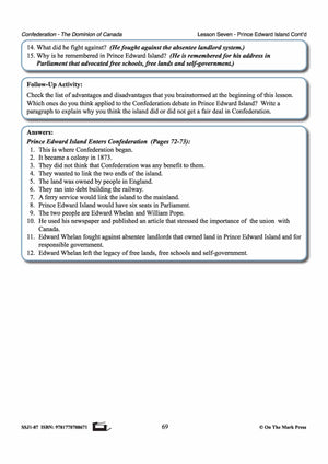 Prince Edward Island and Confederation Lesson Grades 7-8