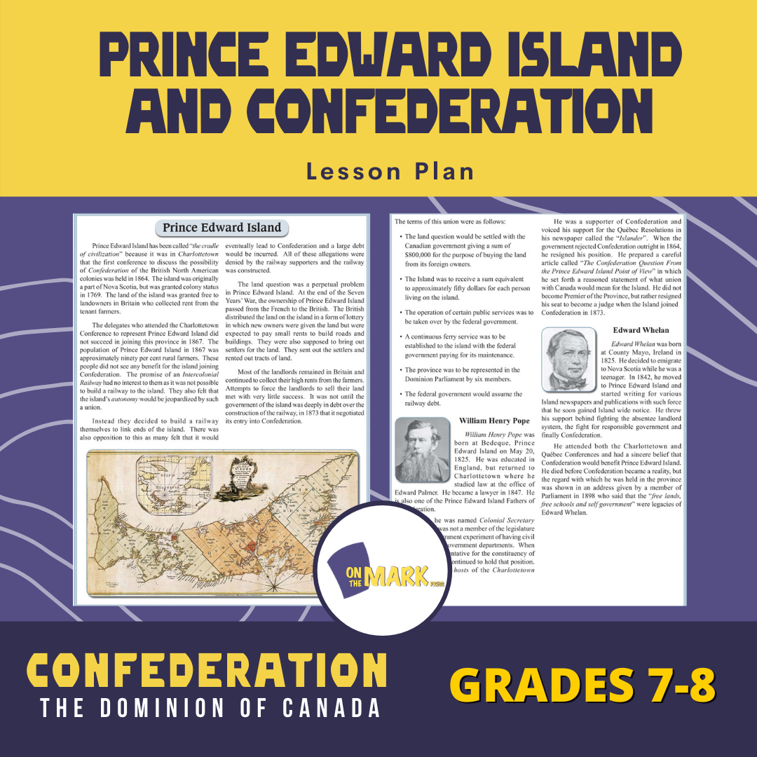 Prince Edward Island and Confederation Lesson Grades 7-8