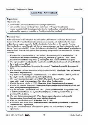 Newfoundland Joins Confederation Lesson Grades 7-8