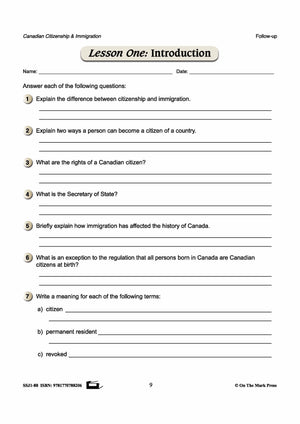 An Introduction To Canadian Citizenship & Immigration Gr. 4-8
