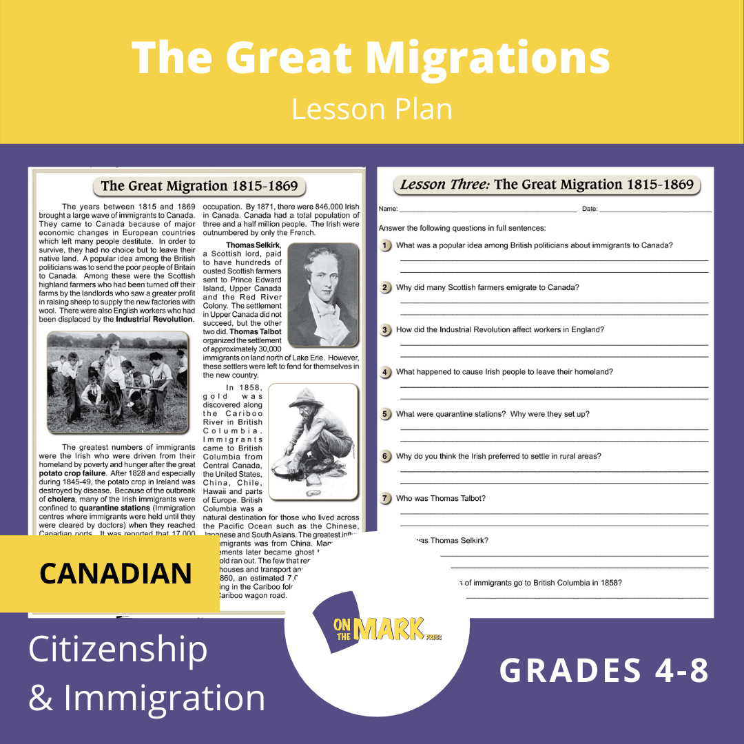 The Great Migrations 1815-1869 And 1870-1900 Gr. 4-8