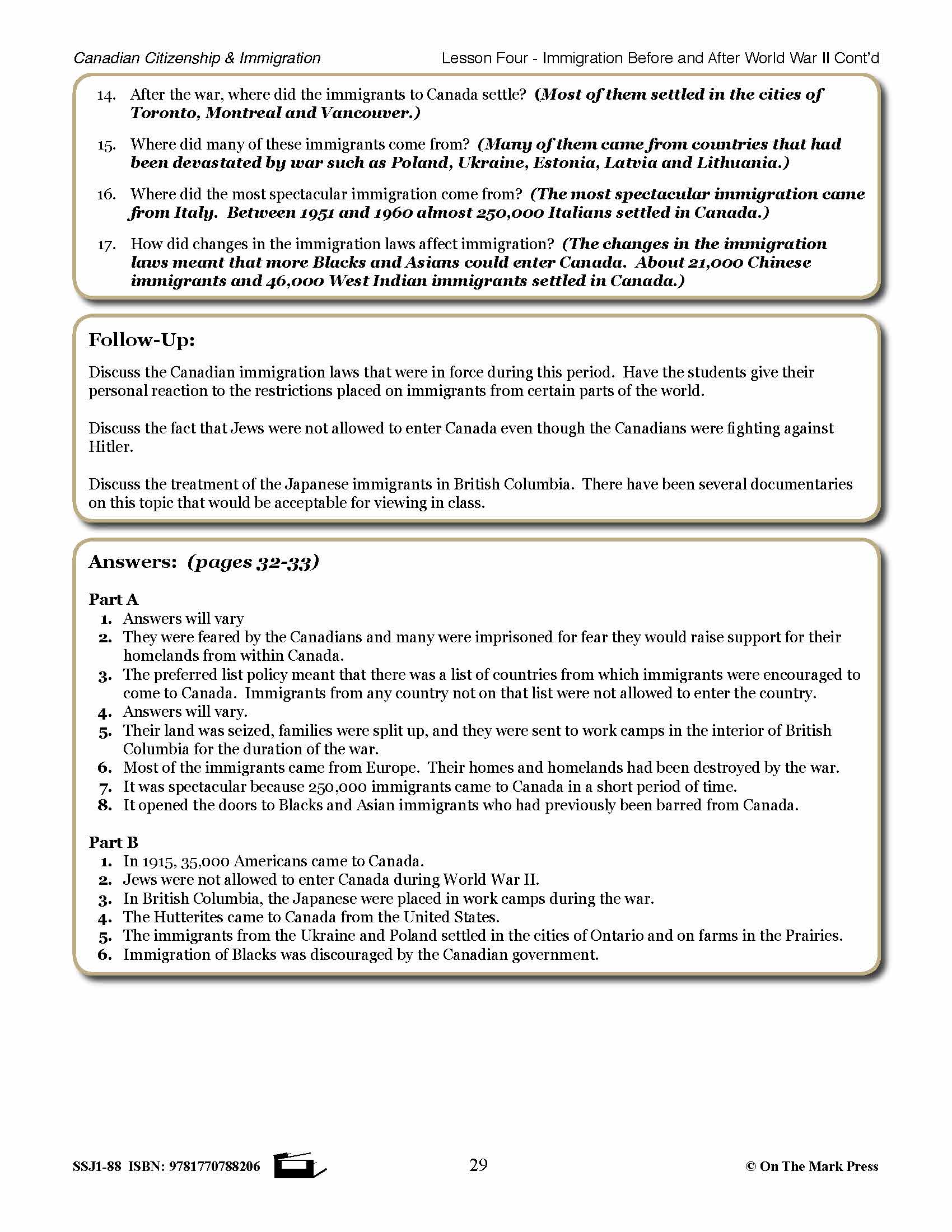 Immigration Before & After World War II Gr. 4-8