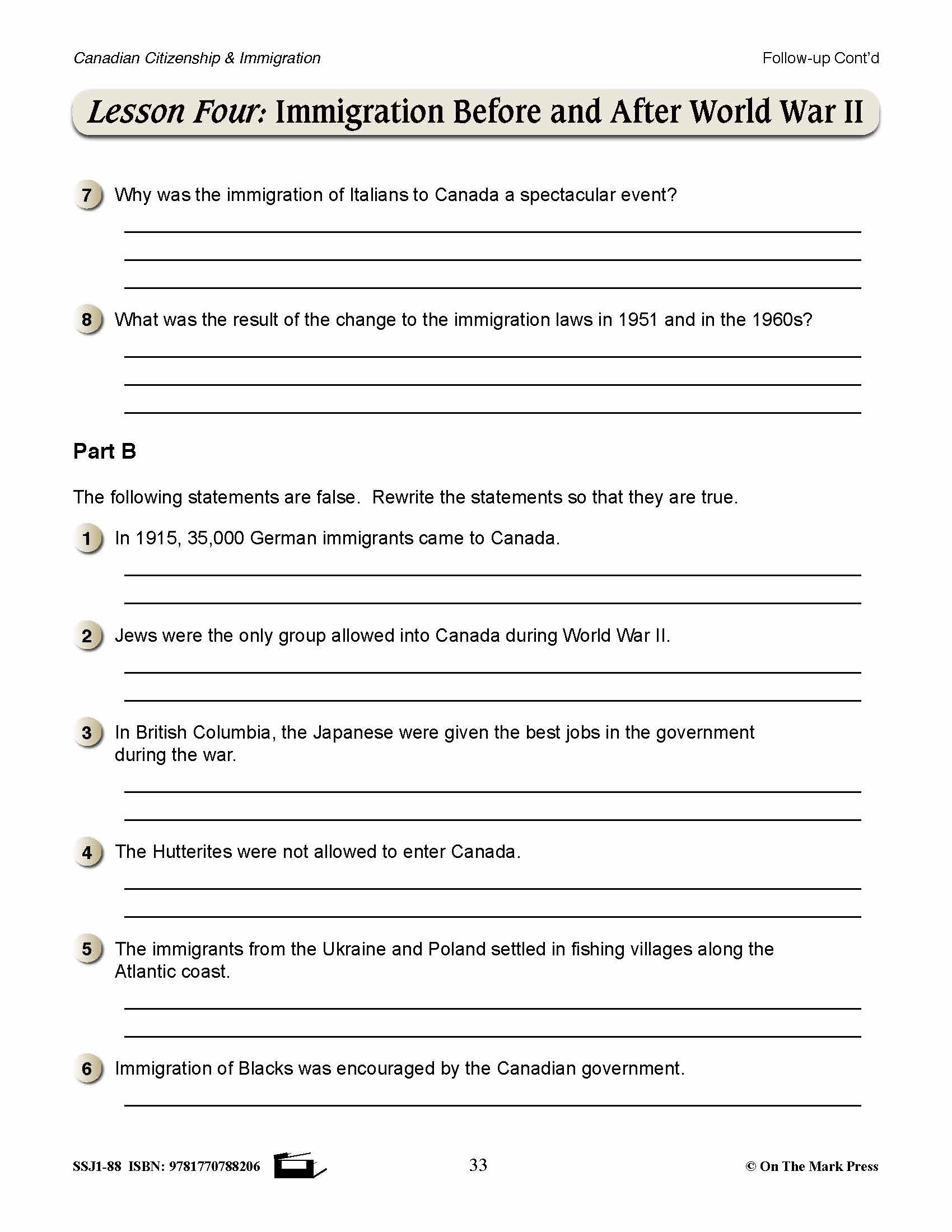 Immigration Before & After World War II Gr. 4-8