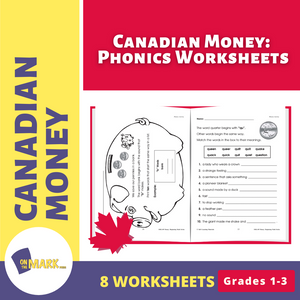 Canadian Money: Phonics Worksheets Grades 1-3