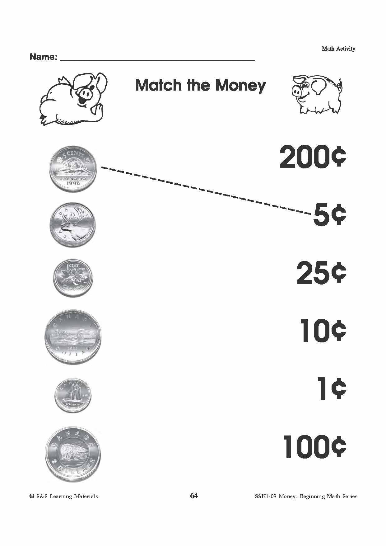 Grade 1 Math Worksheets Canadian Money