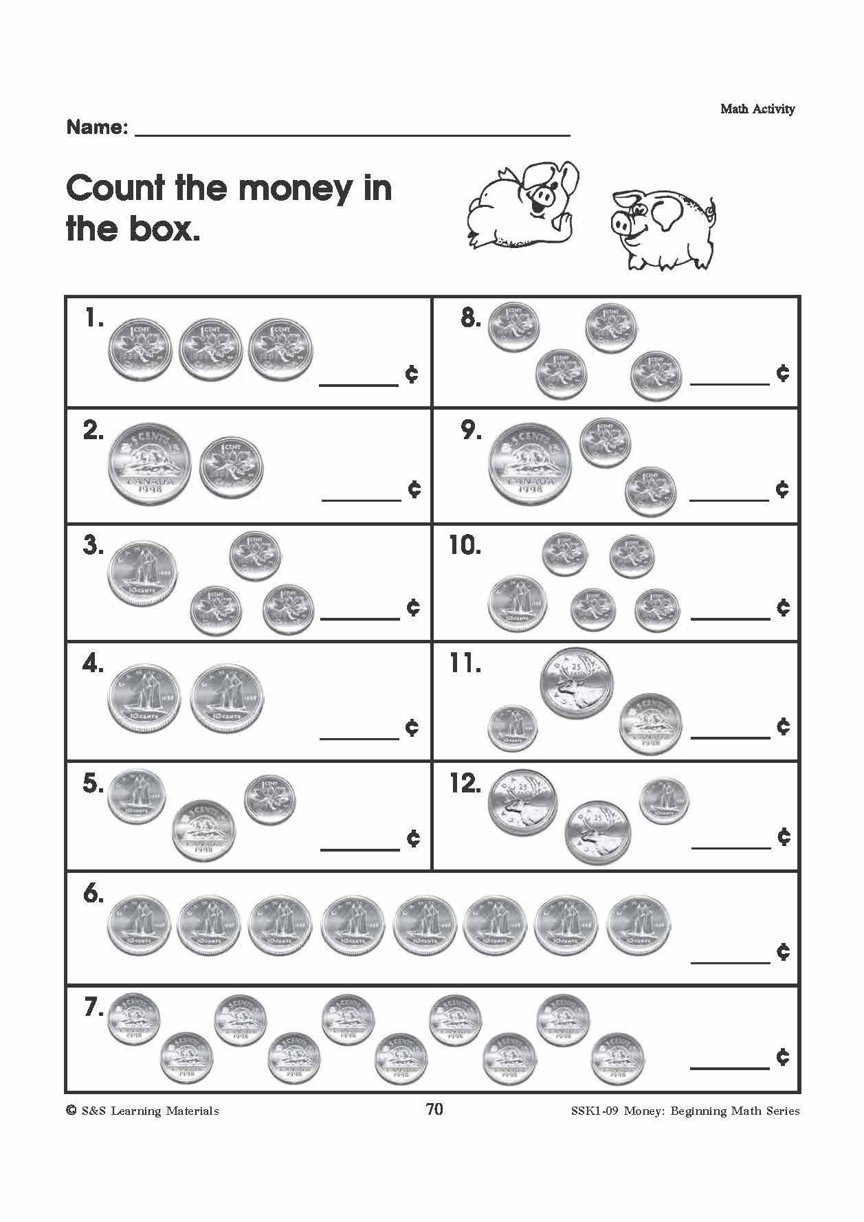 Basic Money Math Worksheets