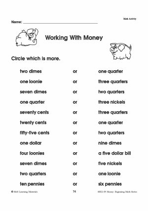 Canadian Money: Math Worksheets Grades 1-3