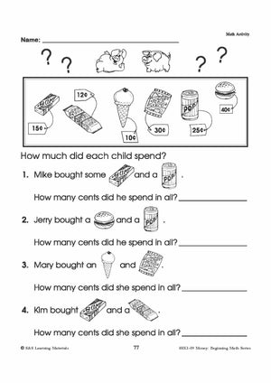 Canadian Money: Math Worksheets Grades 1-3