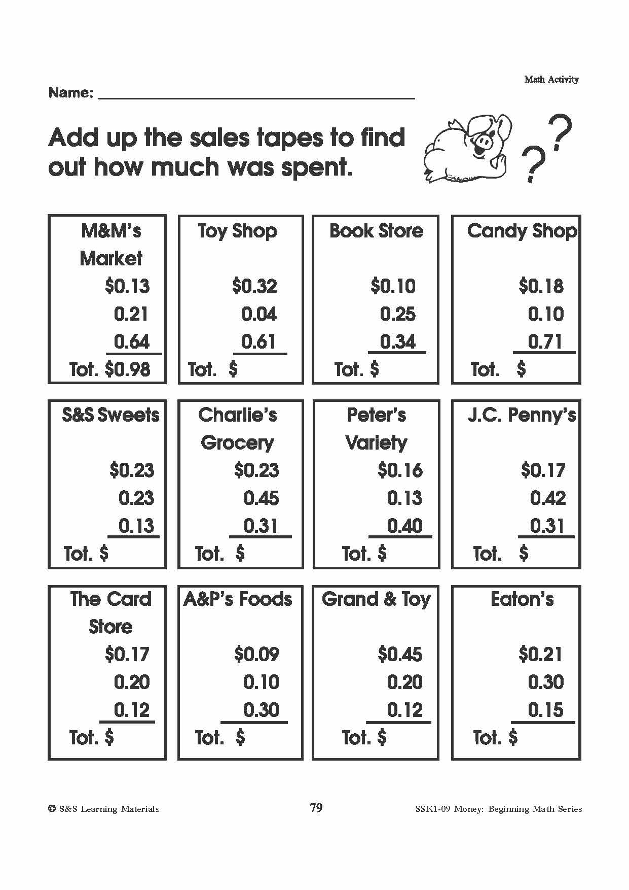 Grade 1 Math Worksheets Canadian Money Counting Money Worksheets 1st